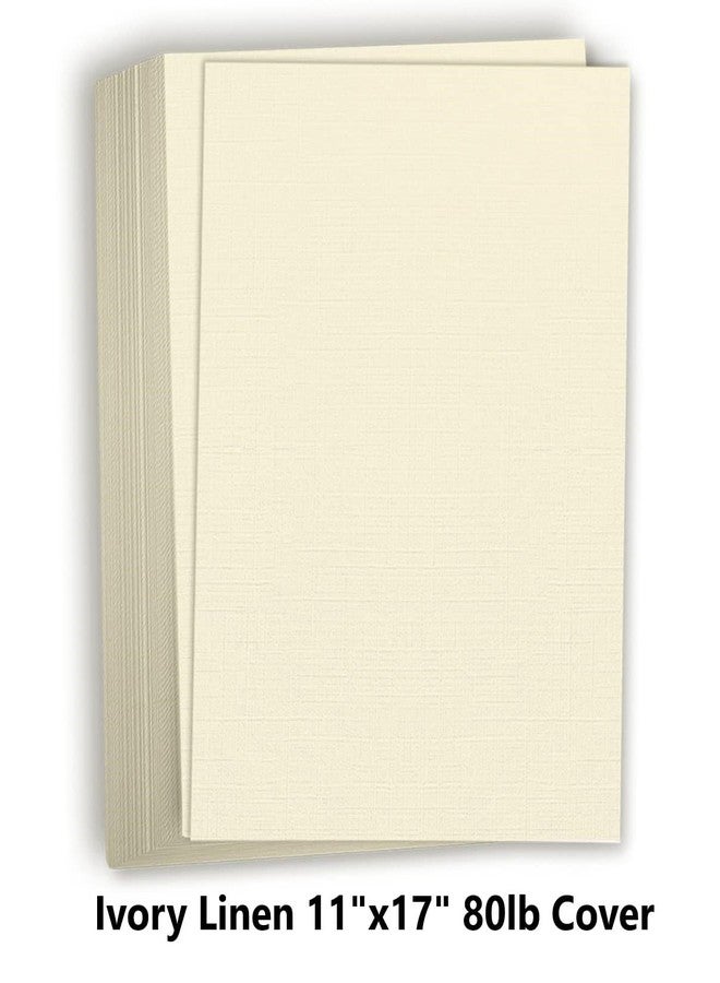 هاميلكو ورق مقوى سميك من هاميلكو بلون عاجي بنقشة الكتان - 11 × 17 بوصة، وزن ثقيل 80 رطلاً - عبوة من 25 قطعة - Image 2